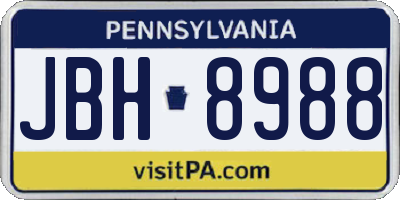 PA license plate JBH8988