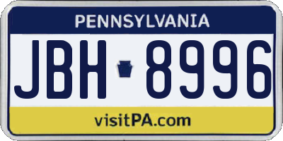 PA license plate JBH8996