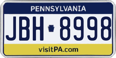 PA license plate JBH8998