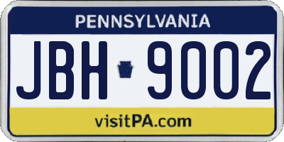 PA license plate JBH9002