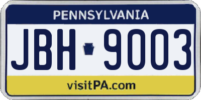 PA license plate JBH9003