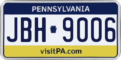 PA license plate JBH9006