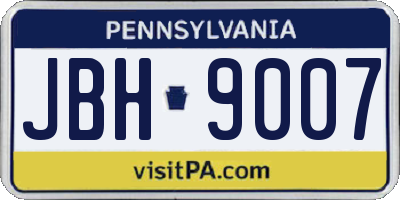 PA license plate JBH9007