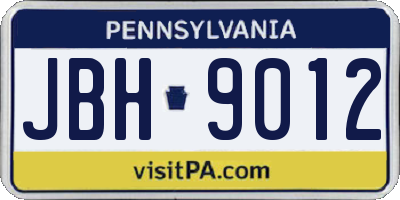 PA license plate JBH9012