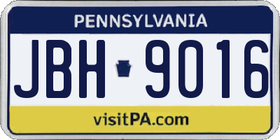 PA license plate JBH9016