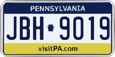 PA license plate JBH9019