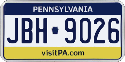 PA license plate JBH9026