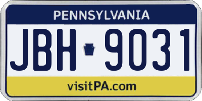 PA license plate JBH9031