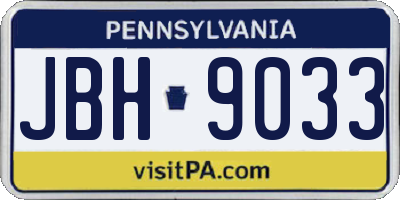 PA license plate JBH9033