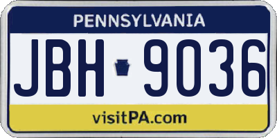 PA license plate JBH9036