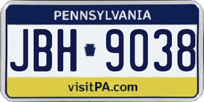 PA license plate JBH9038