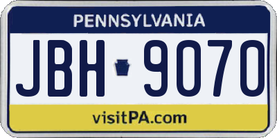 PA license plate JBH9070