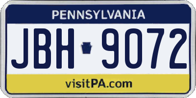 PA license plate JBH9072