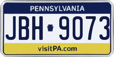 PA license plate JBH9073