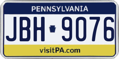 PA license plate JBH9076