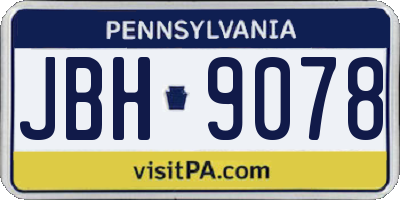 PA license plate JBH9078