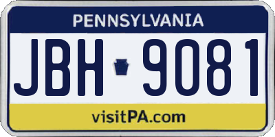 PA license plate JBH9081