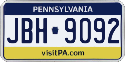 PA license plate JBH9092