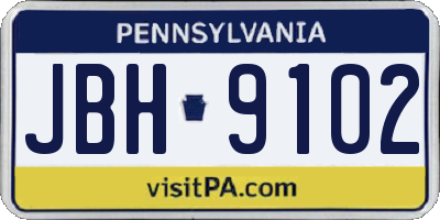 PA license plate JBH9102