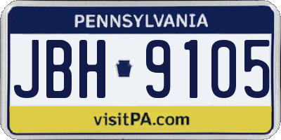 PA license plate JBH9105