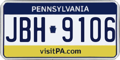 PA license plate JBH9106