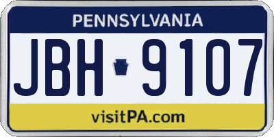 PA license plate JBH9107