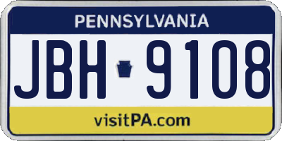 PA license plate JBH9108