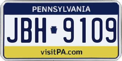 PA license plate JBH9109