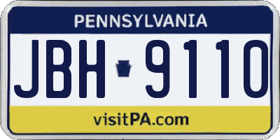 PA license plate JBH9110