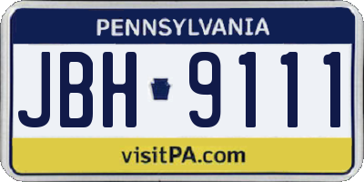 PA license plate JBH9111