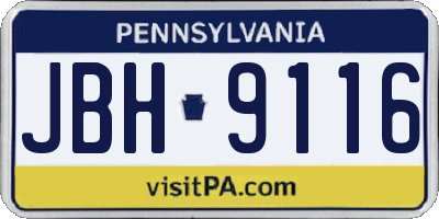 PA license plate JBH9116