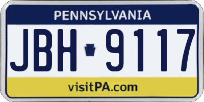 PA license plate JBH9117