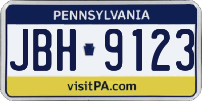 PA license plate JBH9123