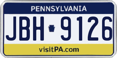 PA license plate JBH9126