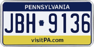 PA license plate JBH9136