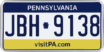 PA license plate JBH9138