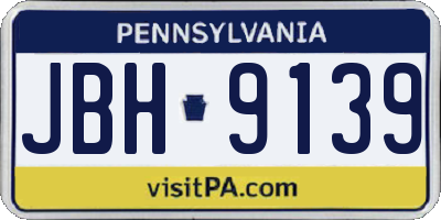 PA license plate JBH9139