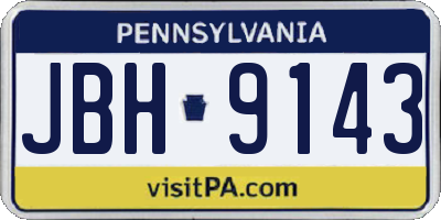 PA license plate JBH9143