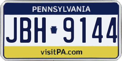 PA license plate JBH9144