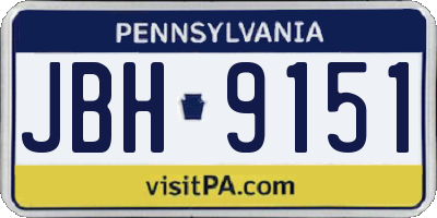 PA license plate JBH9151