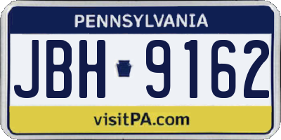 PA license plate JBH9162