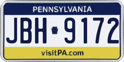 PA license plate JBH9172