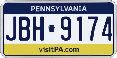 PA license plate JBH9174