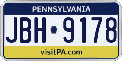 PA license plate JBH9178