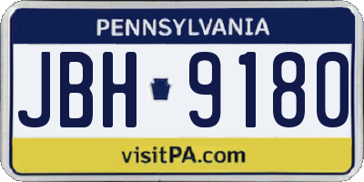 PA license plate JBH9180