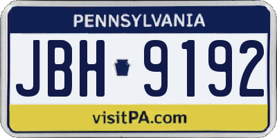 PA license plate JBH9192