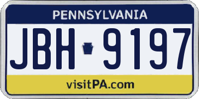 PA license plate JBH9197