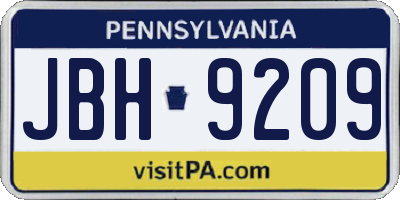 PA license plate JBH9209