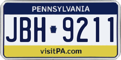 PA license plate JBH9211