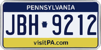 PA license plate JBH9212